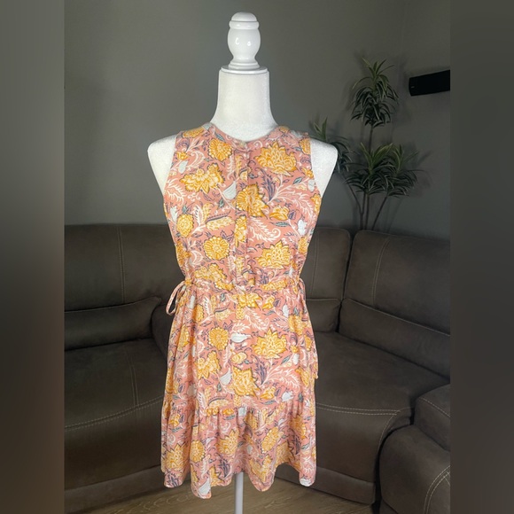 LOFT Dresses & Skirts - Ann Taylor LOFT Yellow Pink Boho Floral Print Sleeveless Dress Sz XS